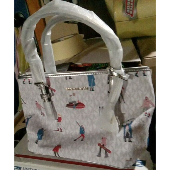 MICHAEL KORS JET SET Small Travel Ski Girls Crossbody Silver Accents NWT - Picture 3 of 14
